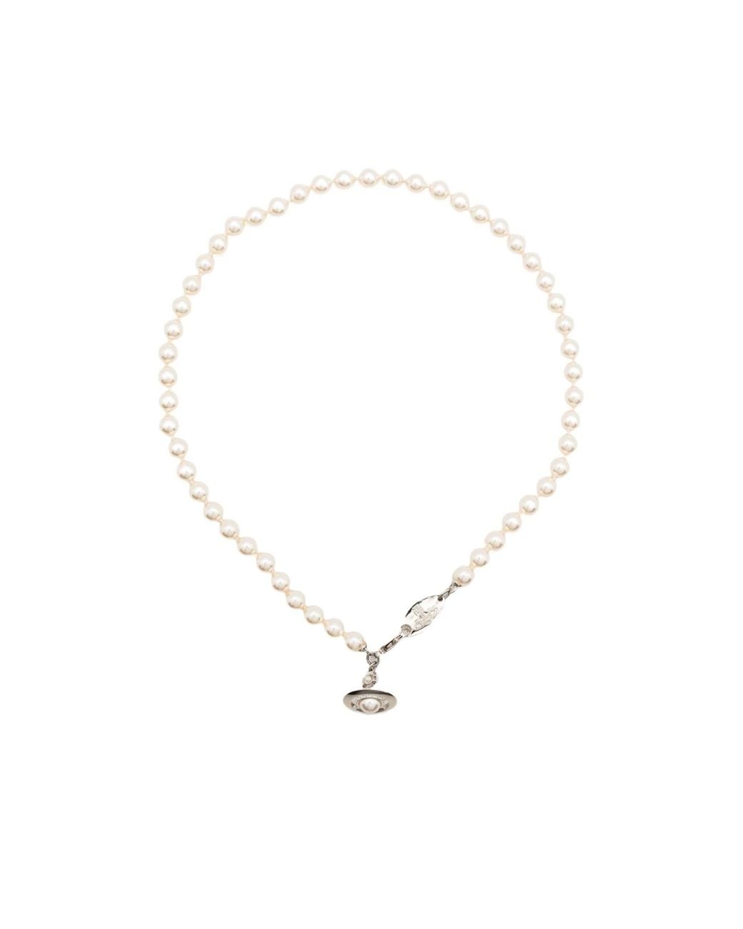 Vivienne Westwood White Orb Pendant Embellished Necklace for men