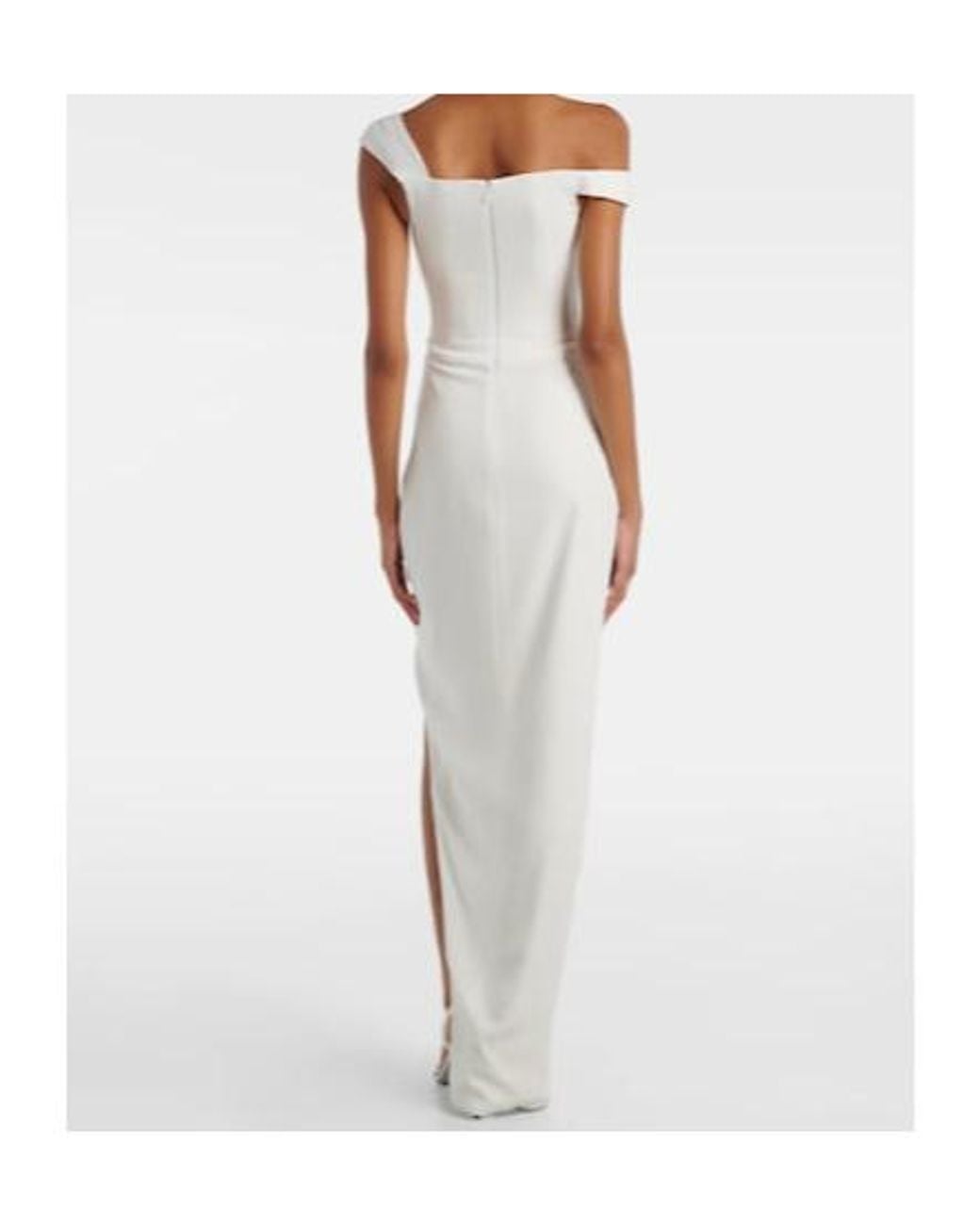 Alex Perry White Bridal Draped Off-Shoulder Crepe Corset Gown