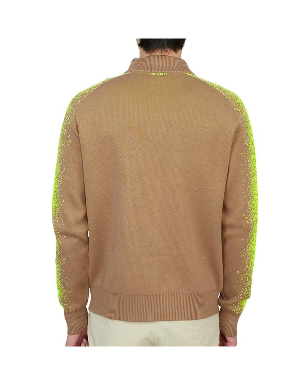 Herno Green Zip-Up High Neck Cardigan for men