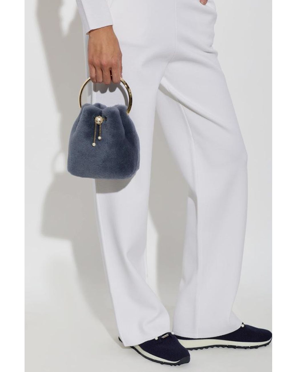 Jimmy Choo Blue Bon Bon Drawstring Tote Bag
