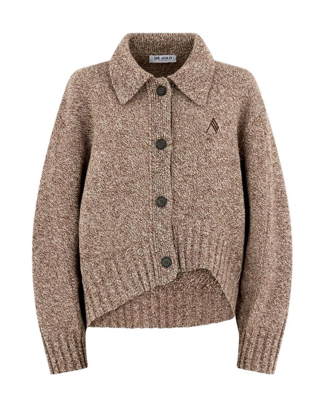 The Attico Brown Knitted Shirt Collar Sweater