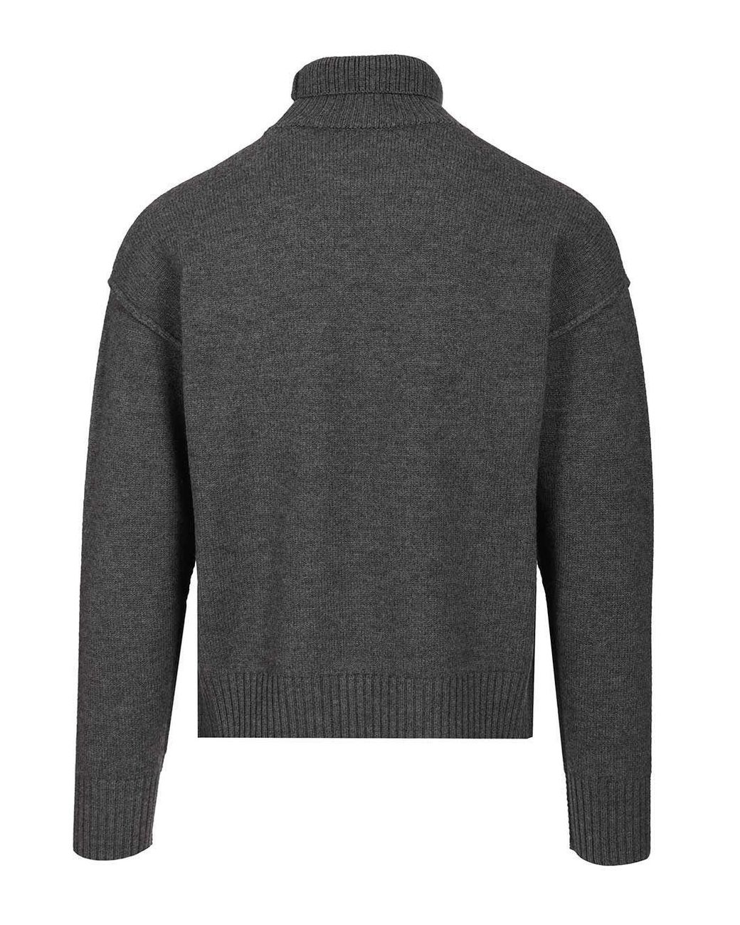 AMI Gray Heart-Logo Turtleneck Sweater for men