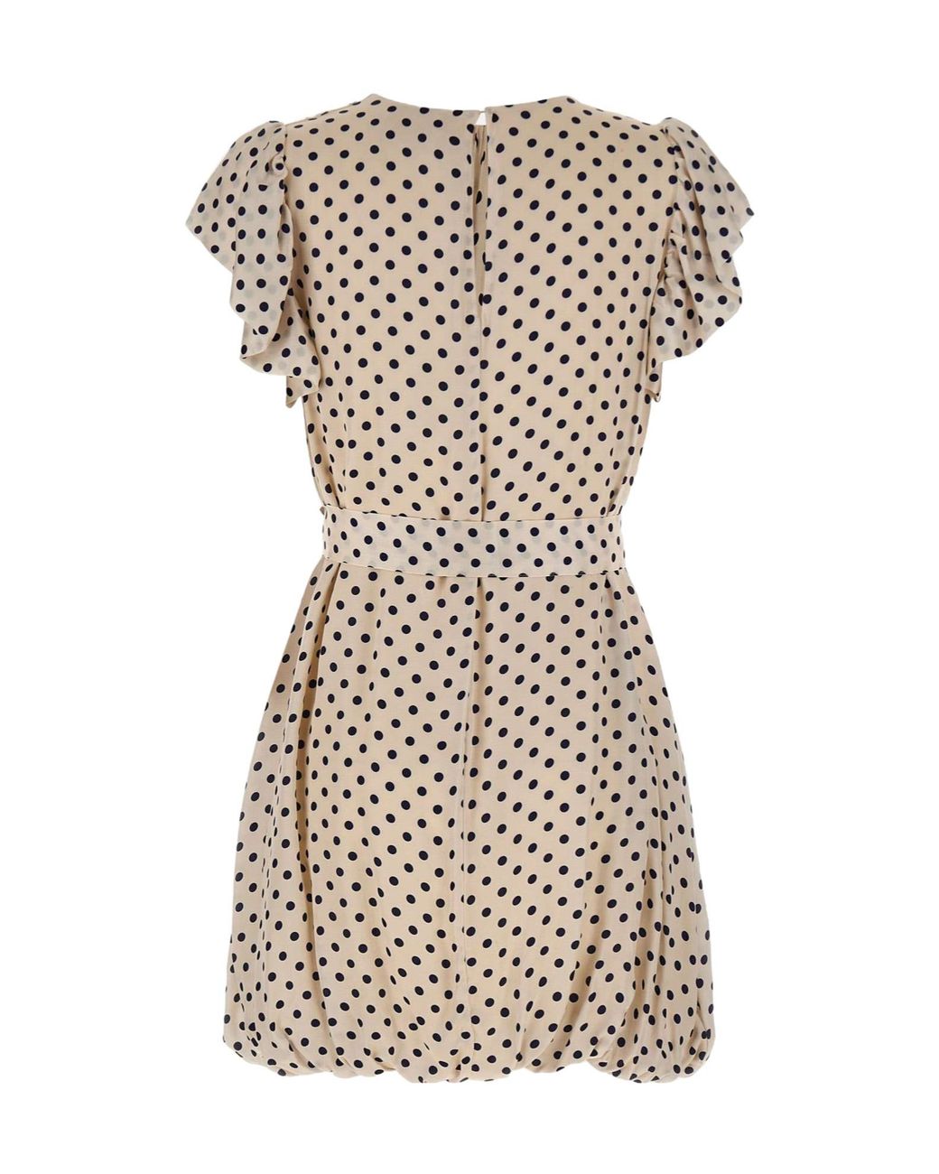 Kaos Natural Polka Dot Belted Short Dress
