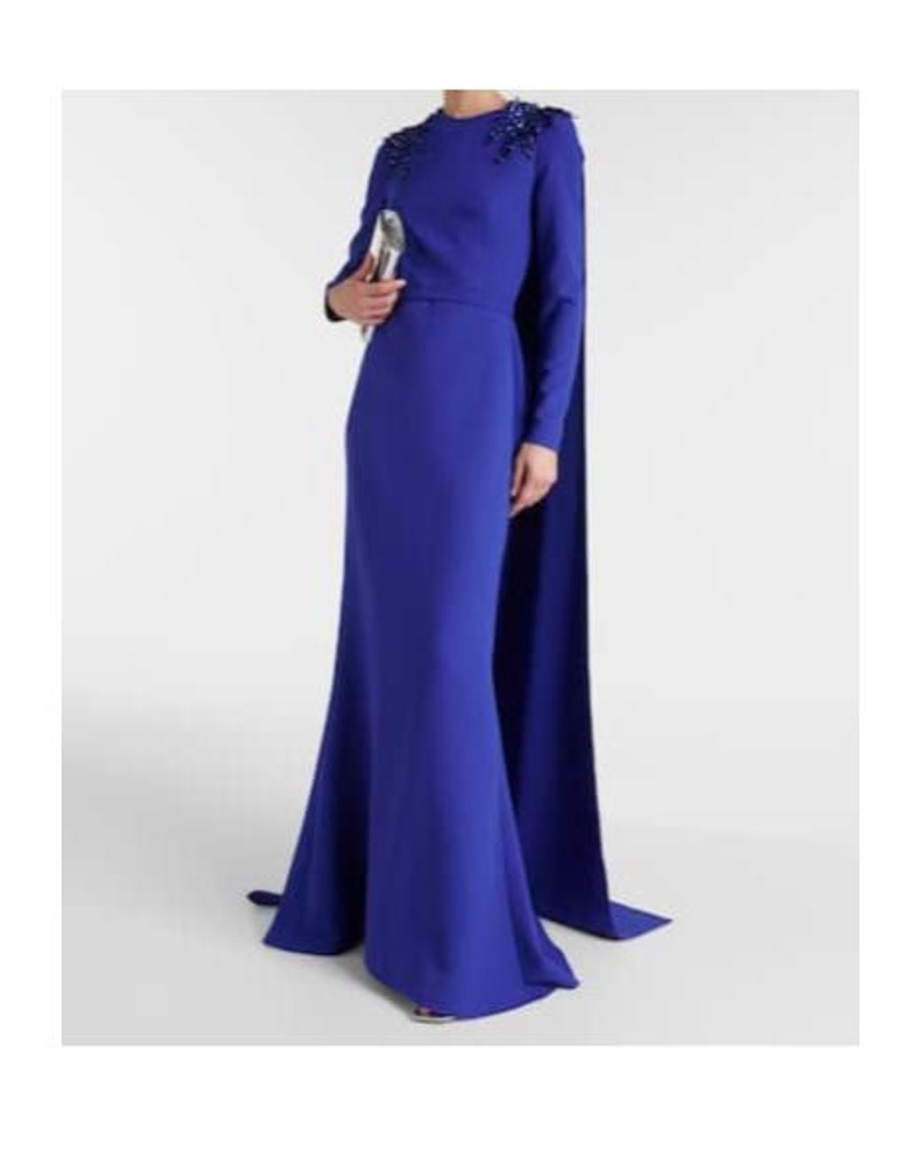 Safiyaa Blue Ginevra Embellished Caped Gown