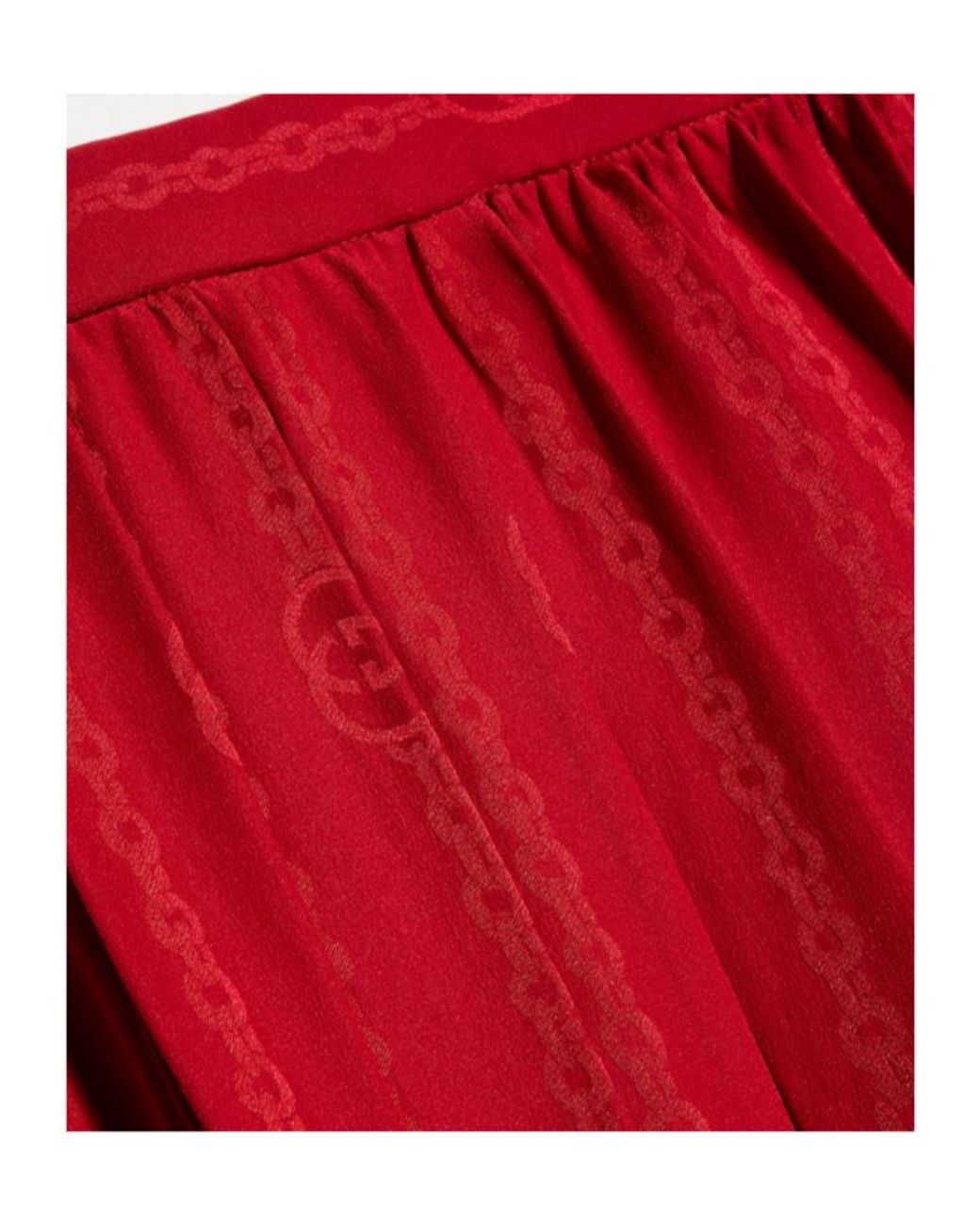 Gucci Red Interlocking G Chain Jacquard Midi Skirt