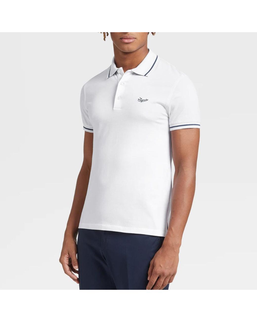 Zegna White Logo-Embroidered Polo Shirt for men