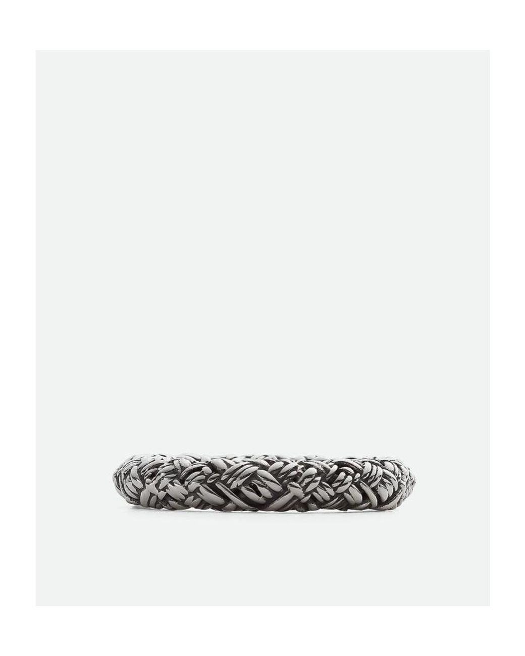 Bottega Veneta White Signature Intreccio Ring for men