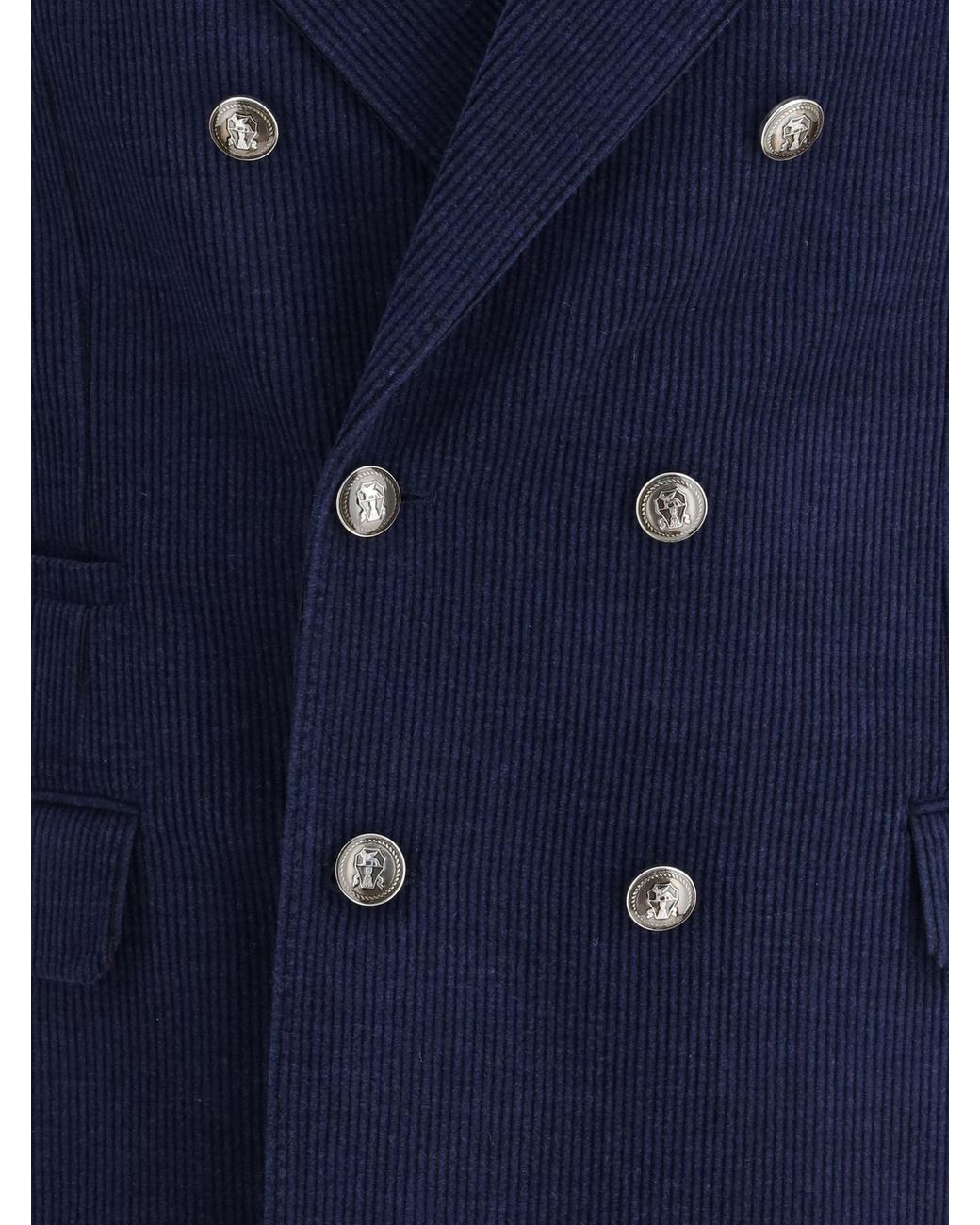 Brunello Cucinelli Blue Collared Button-Up Jacket for men