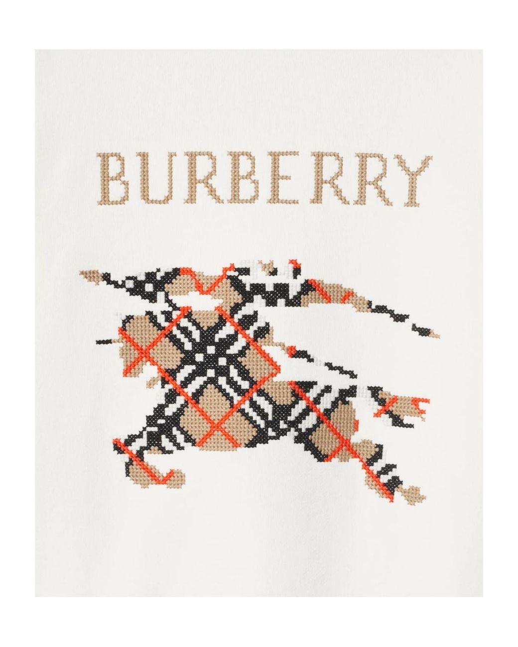 Burberry White Logo Embroidered Checked Sweatshirt for men