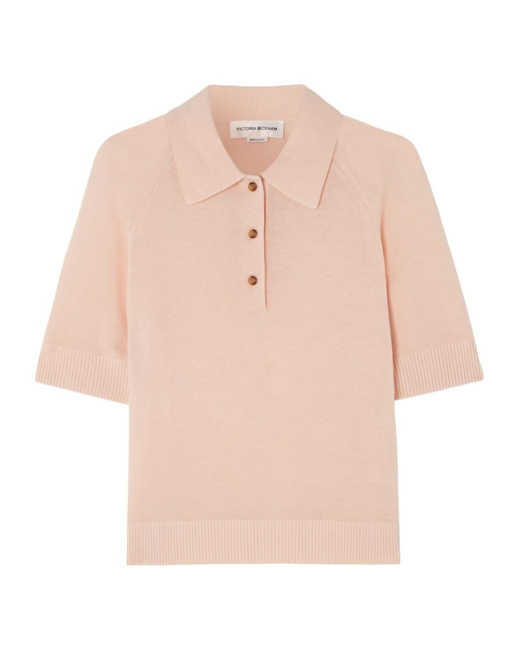 Victoria Beckham Natural Wool Polo Shirt