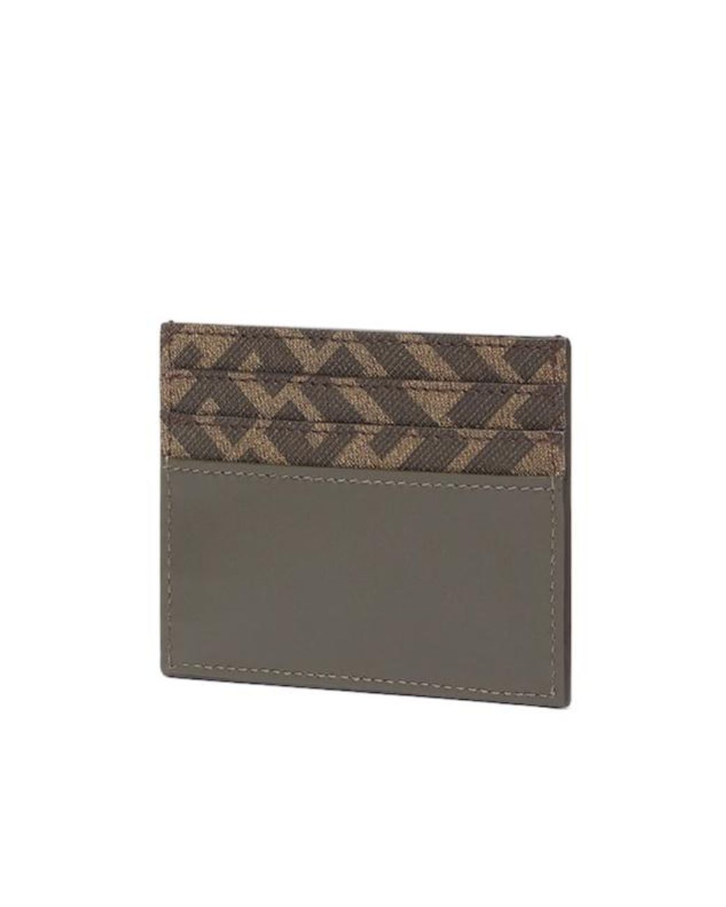 Fendi Gray Ff Logo Plaque Squared Card Holder for men