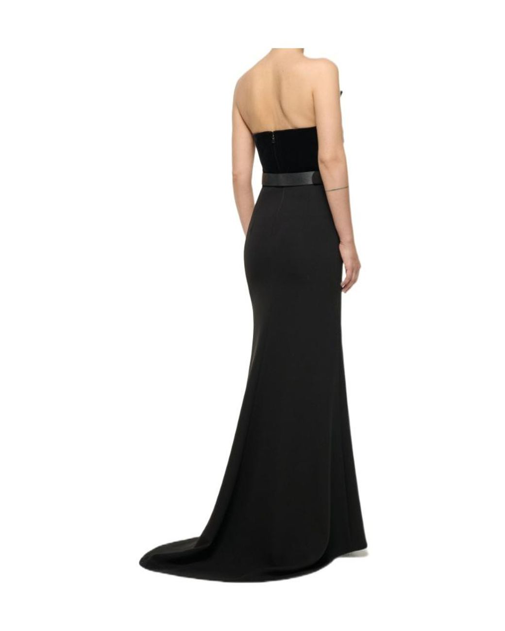 Roland Mouret Black Structured Plunge Velvet Top