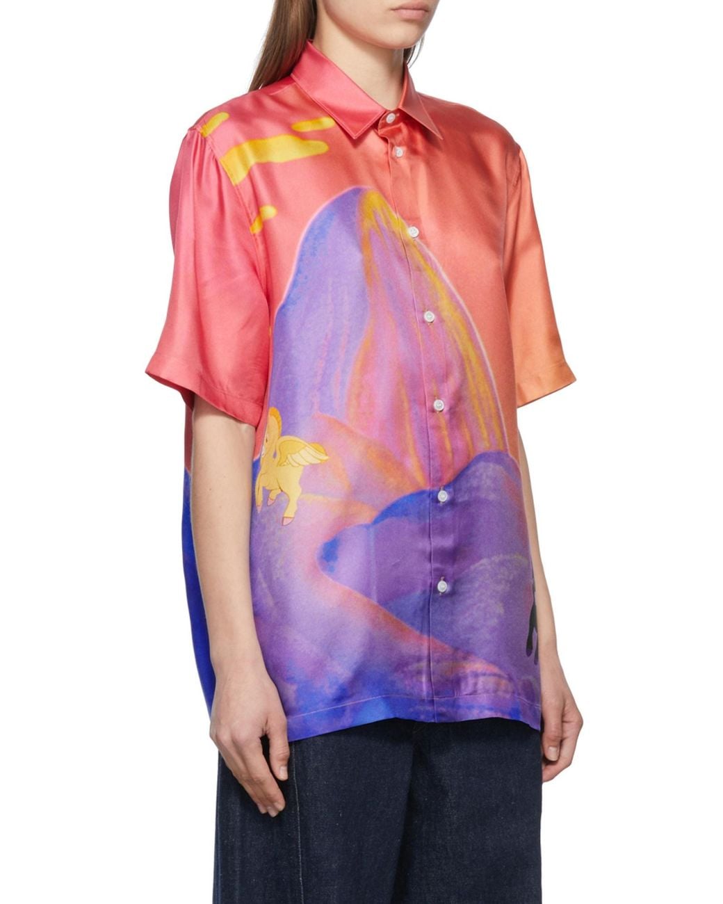 Stella McCartney Purple Graphic Print Short-Sleeve Shirt