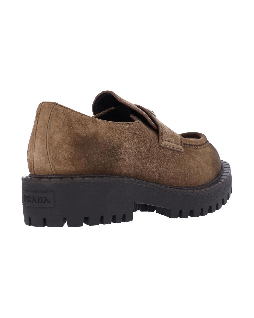 Prada Brown Triangle-Logo Loafers for men