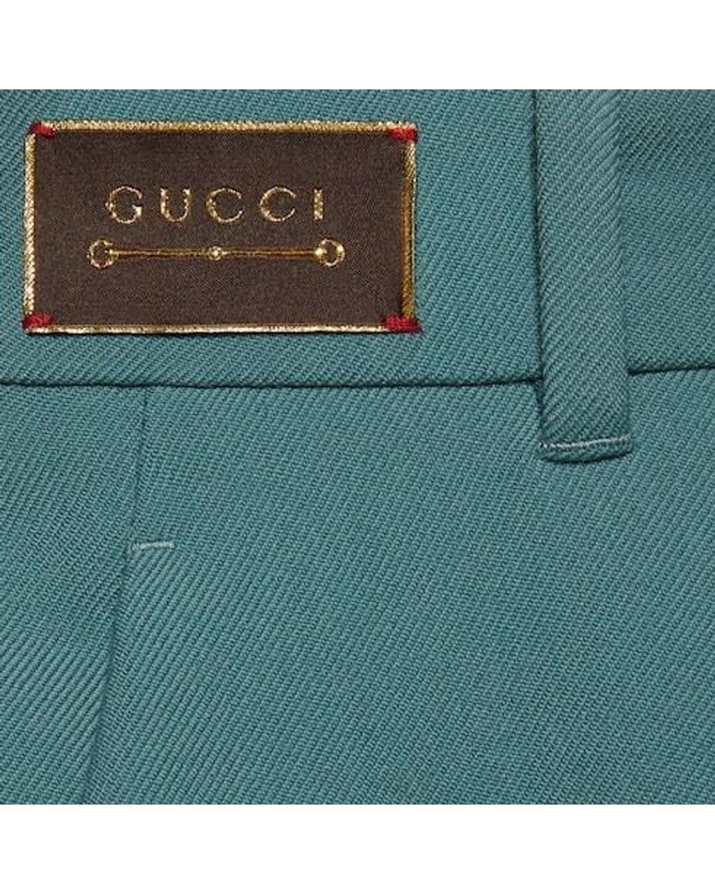 Gucci Blue High Waist Horsebit Trousers