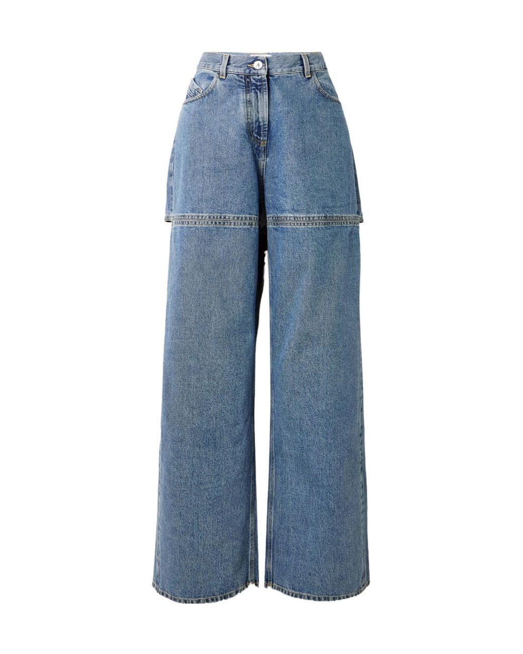 The Attico Blue Cutout Paneled Boyfriend Jeans