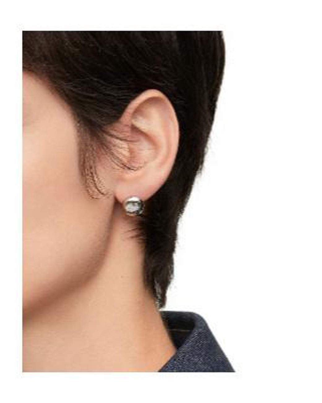 Loewe White Anagram Engraved Stud Earrings