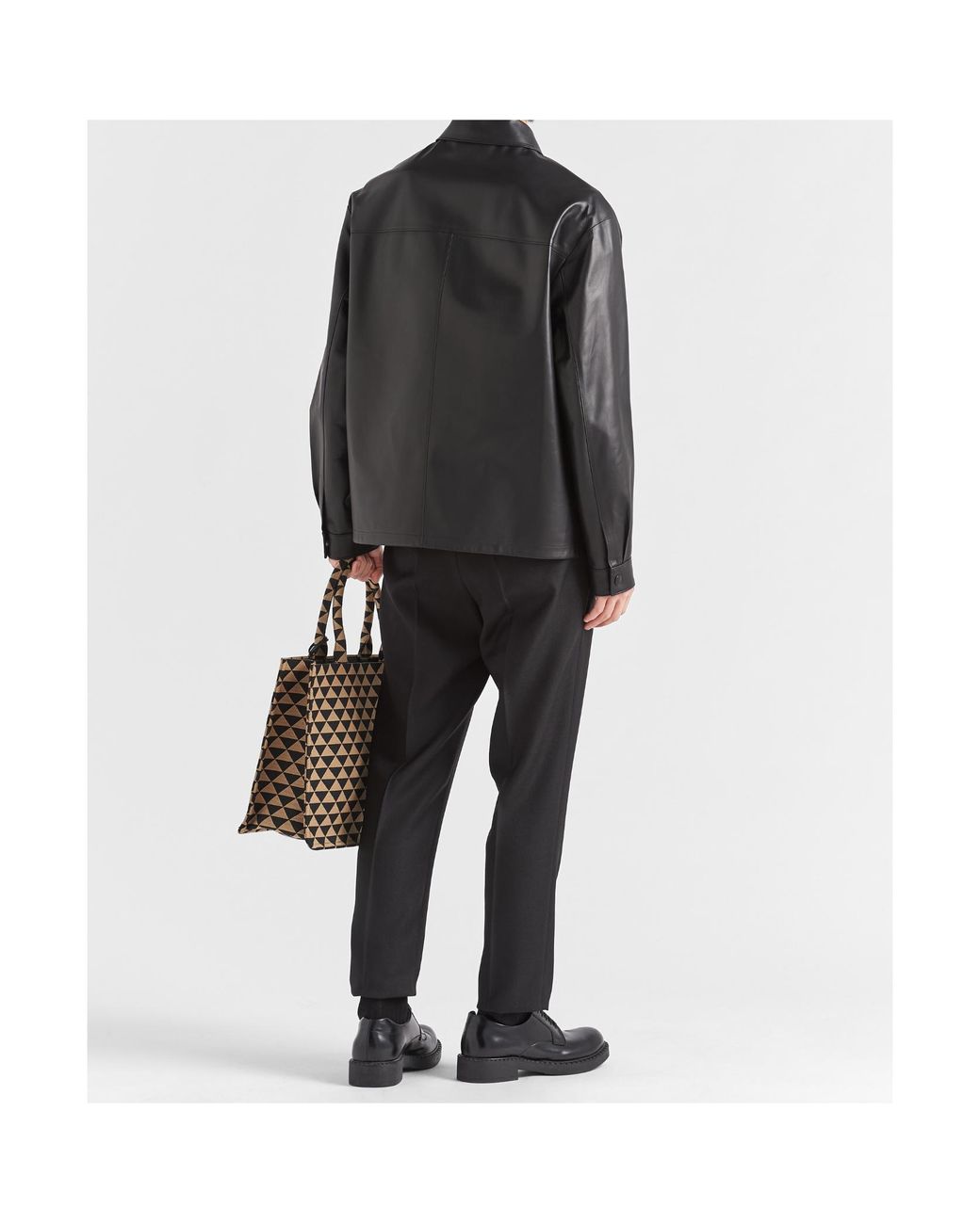 Prada Black Triangle-Logo Button-Up Shirt for men