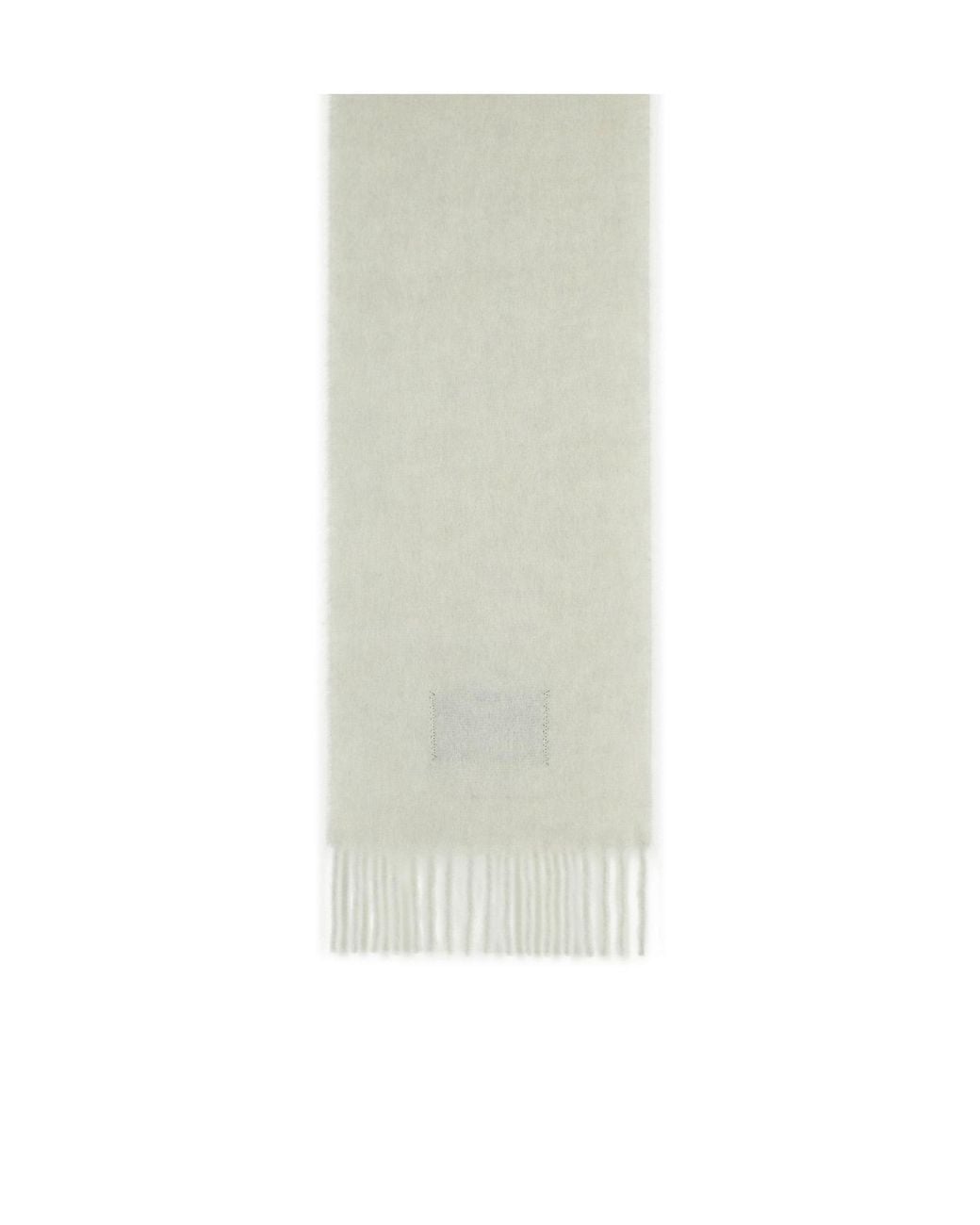 Marni White Logo Patch Fringed-Edge Scarf