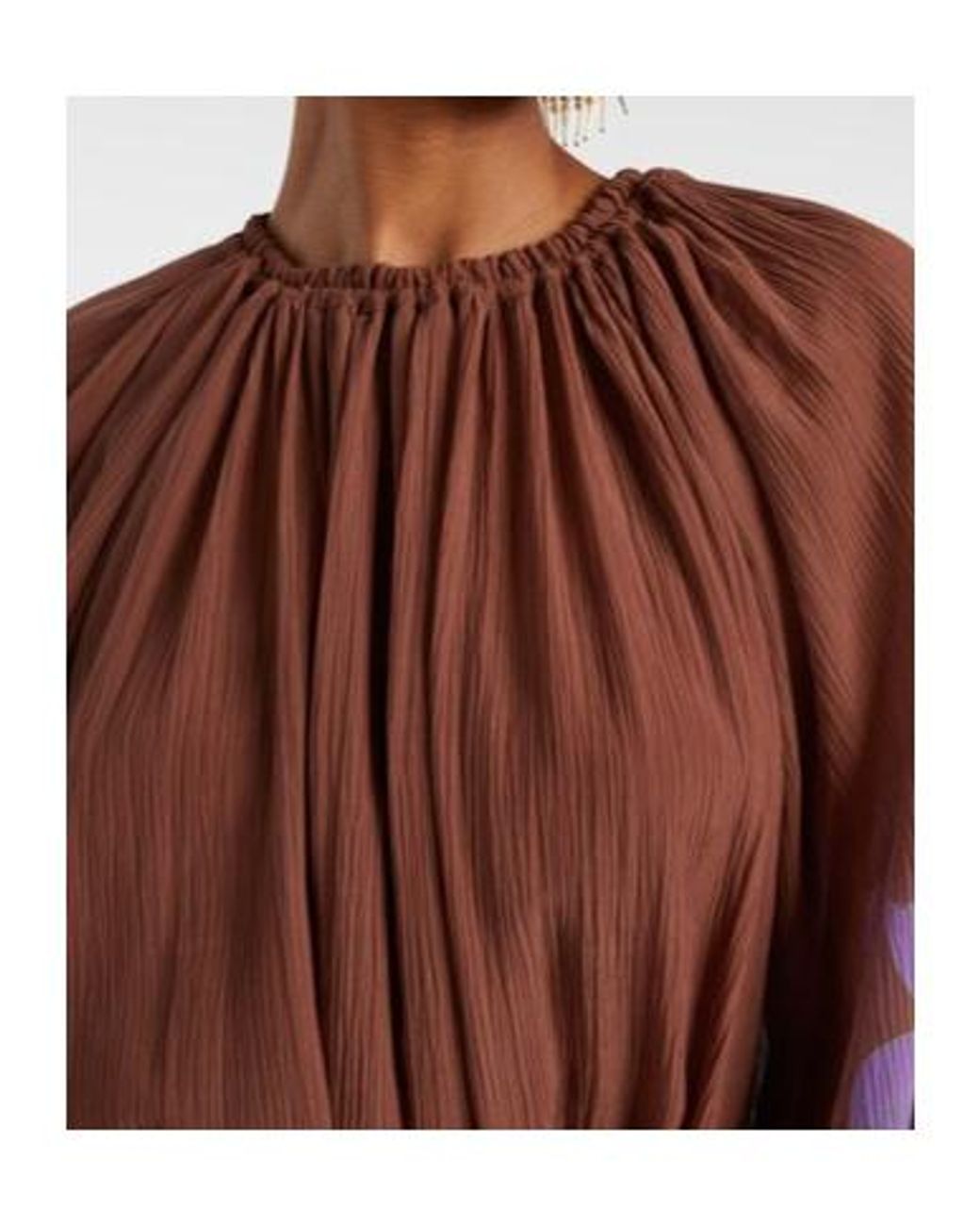 ALÉMAIS Brown Alfie Gathered Cotton And Silk Midi Dress