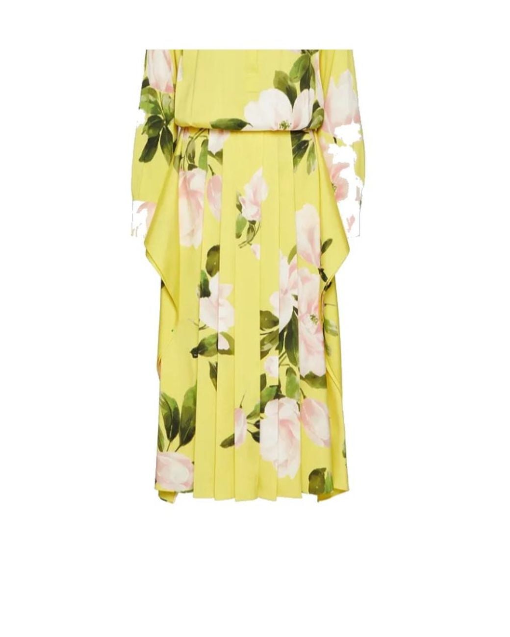 Valentino Yellow Floral-Print Silk Dress