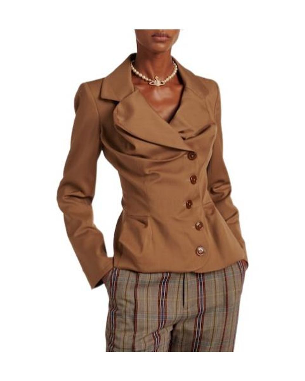 Vivienne Westwood Brown Draped Peplum Virgin Wool Jacket