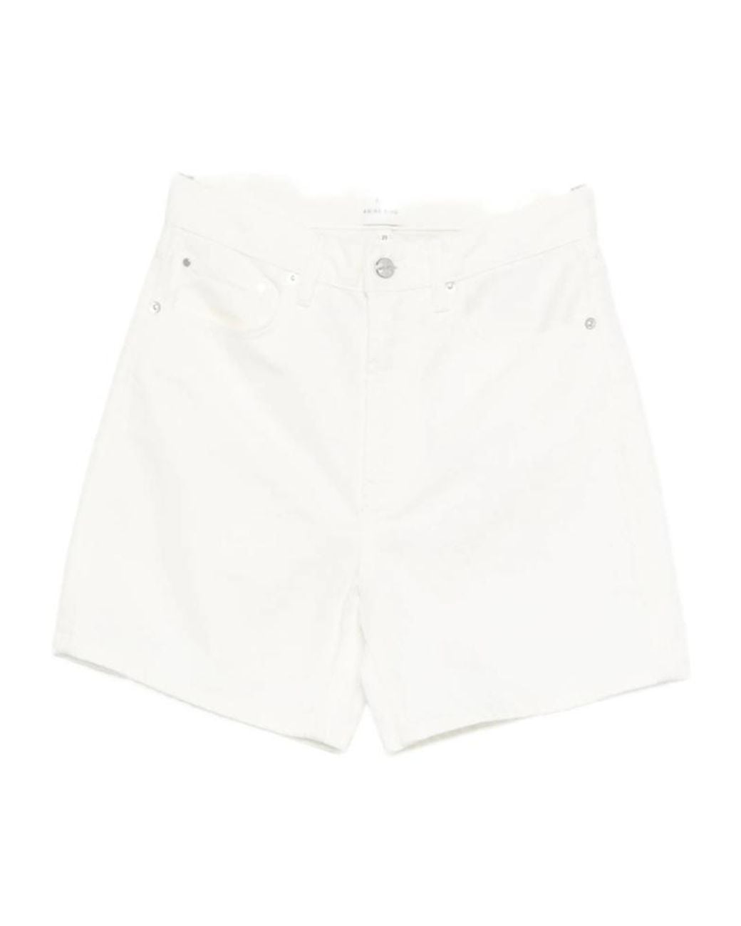 Anine Bing White Kat Thigh-Length Denim Shorts