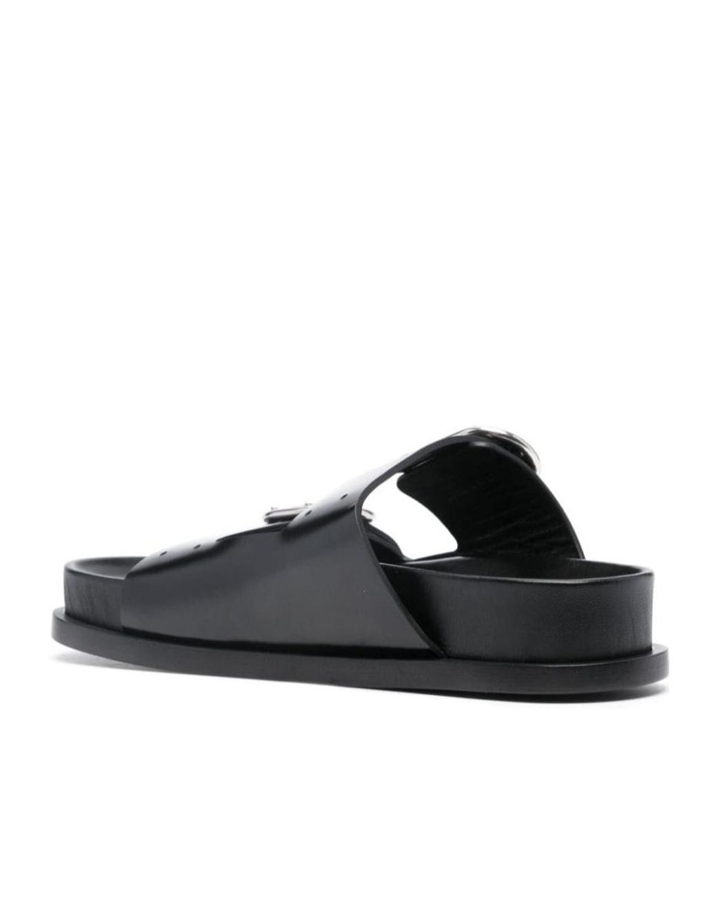 Jil Sander Black Buckled Leather Sandals