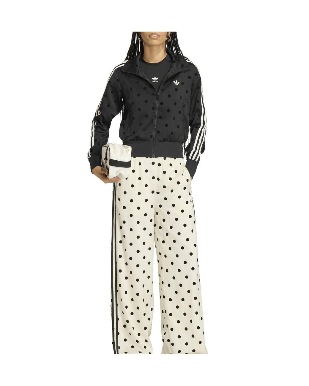 Adidas Originals Black Polka-Dot Short-Length Stand-Collar Sport Jacket