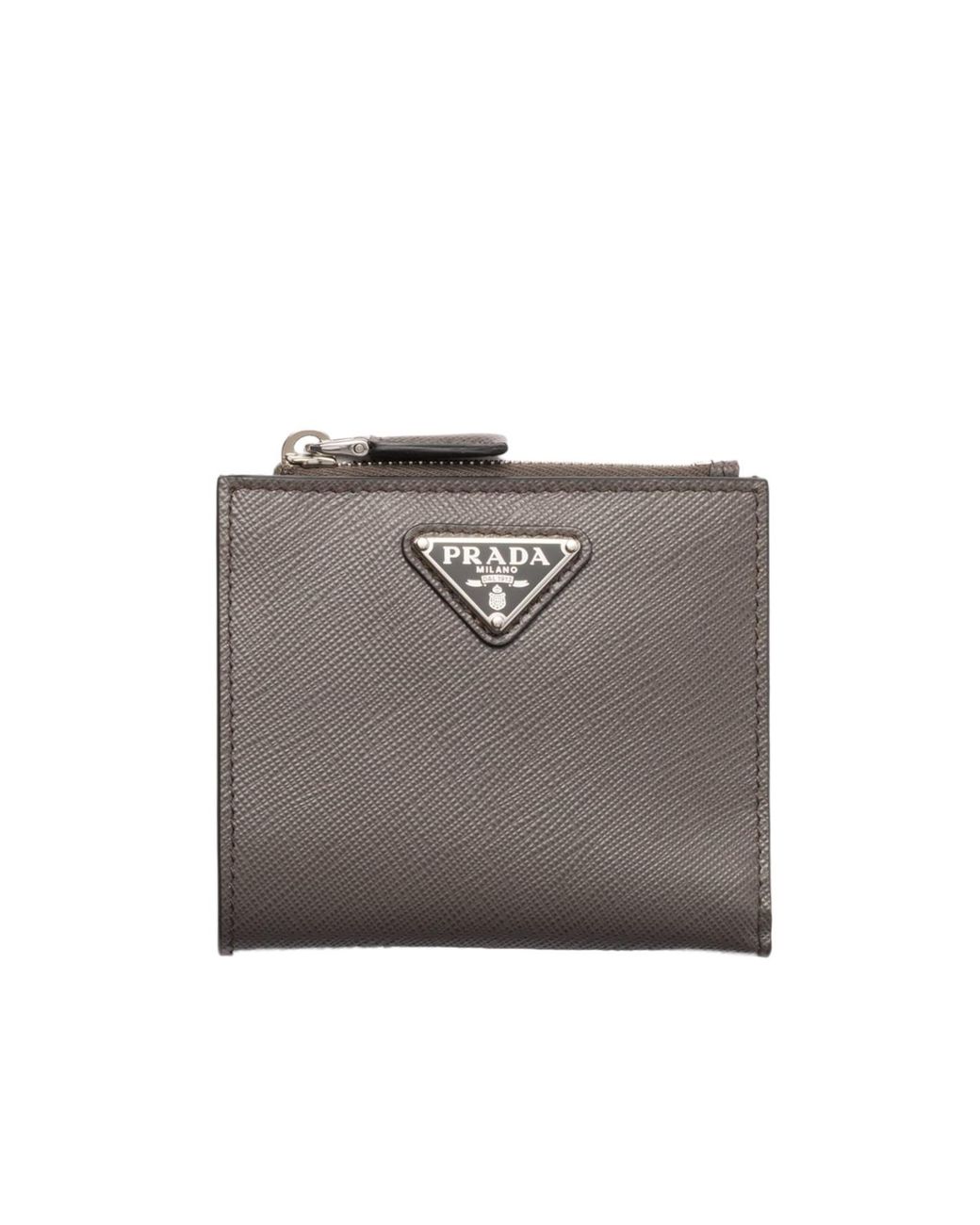 Prada Gray Small Saffiano Leather Wallet for men