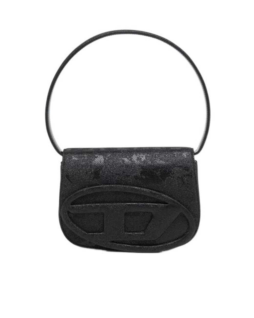 DIESEL Black 1Dr Logo Plaque Glittered Shoulder Bag
