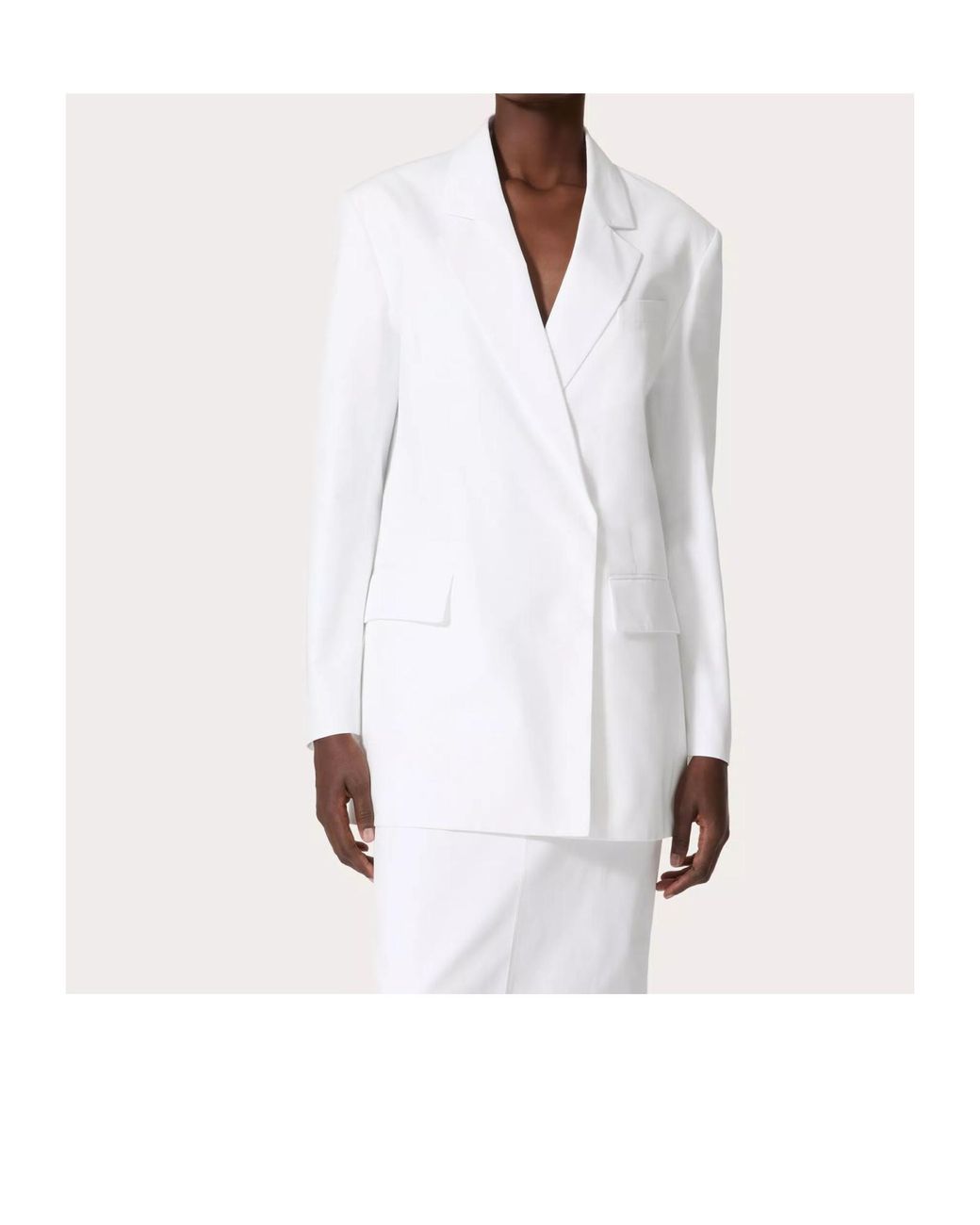 Valentino White Double-Breasted Long-Sleeved Jacket
