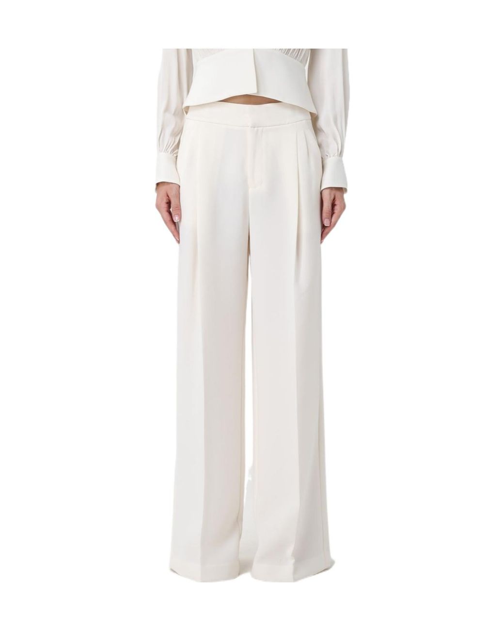 Twinset White Wide-Leg Tailored Trousers