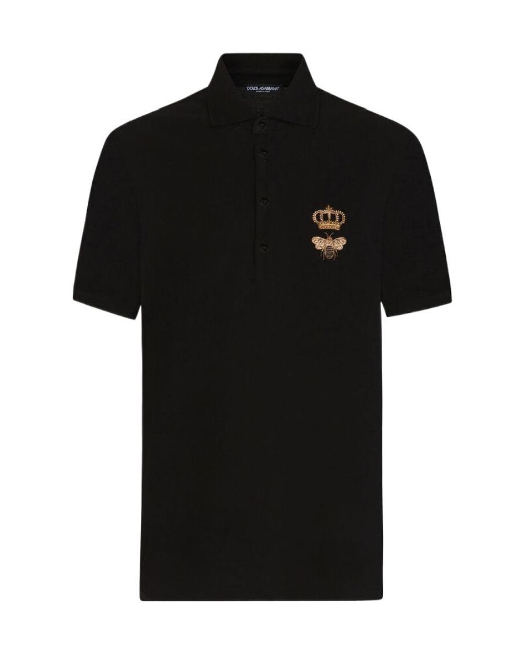 Dolce & Gabbana Black Embroidery Piquet Polo for men