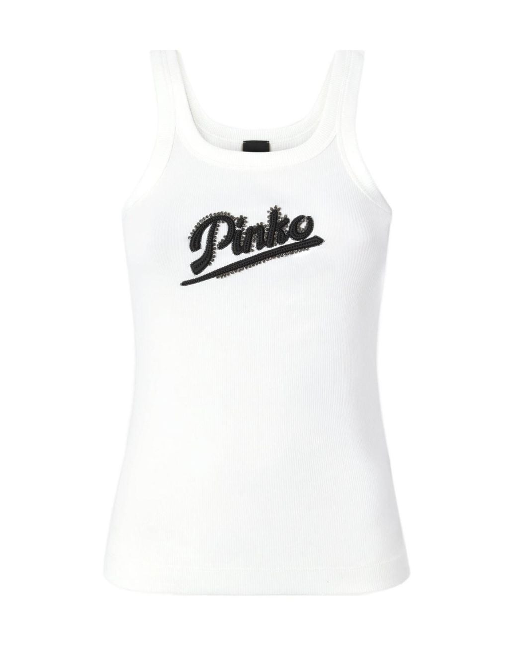 Pinko White Logo Embellished Vest Top for men