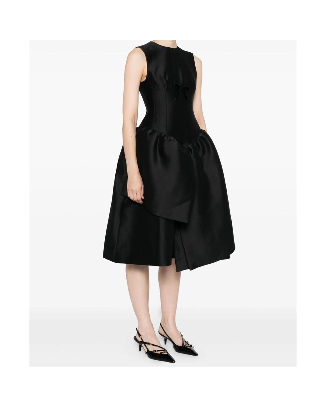 ShuShu/Tong Black Smocked-Panel Dress