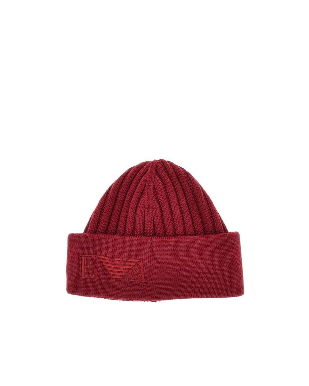 Emporio Armani Logo-Embroidered Ribbed Beanie Hat