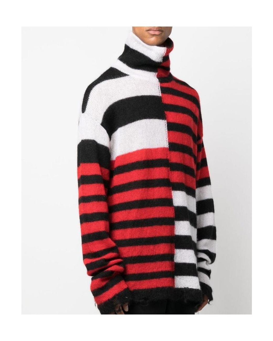 Balmain Red Patchwork Striped Turtleneck for men