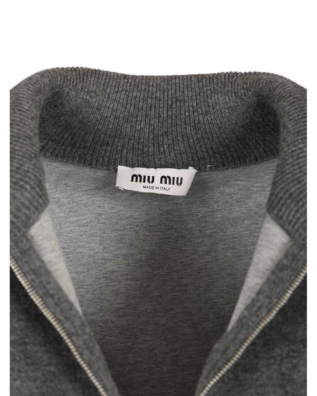 Miu Miu Gray Half-Zipped Jumper