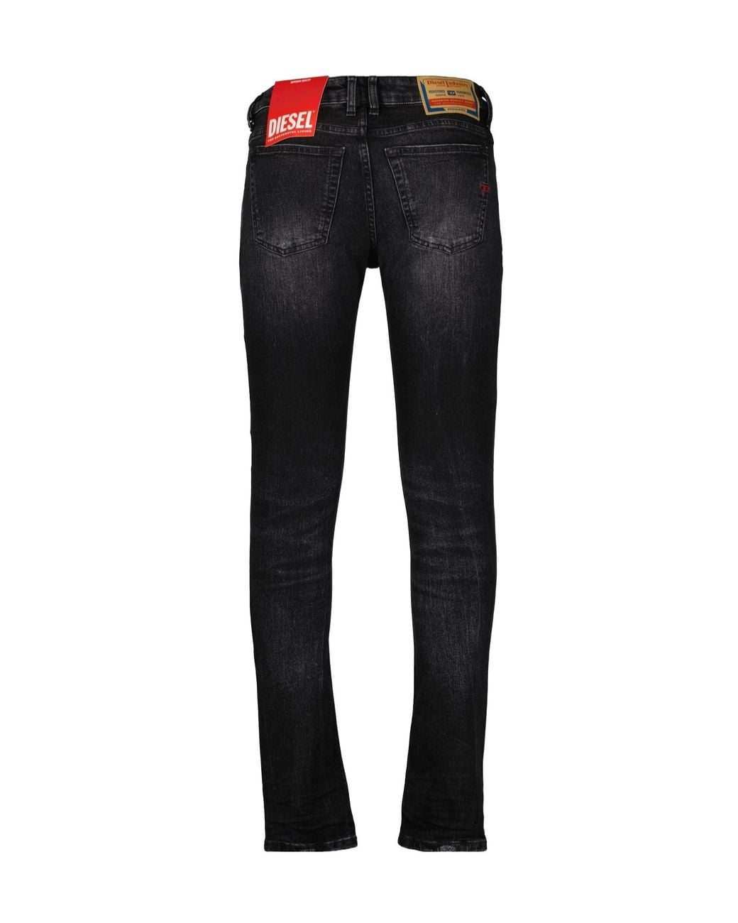 DIESEL Black Logo-Patch Distressed Jeans for men