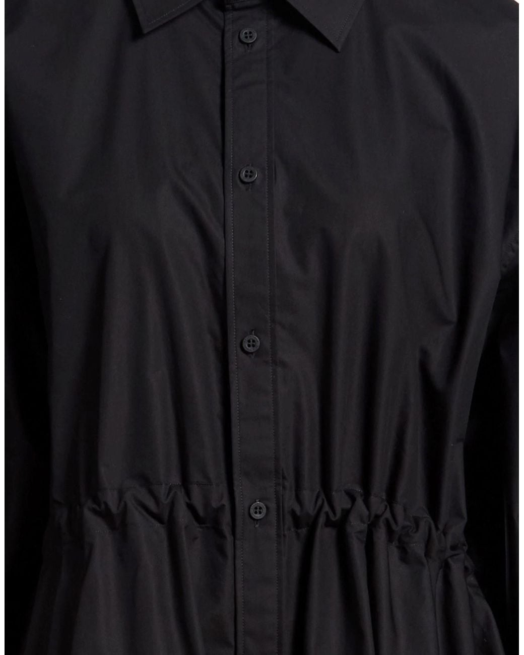 Balenciaga Black Solid Color Long-Sleeve Shirt Dress