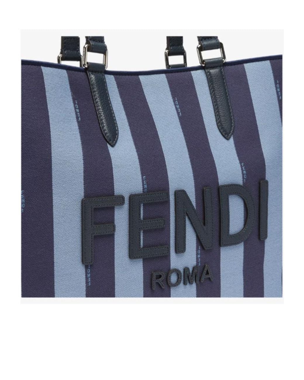Fendi Blue Signature Pequin Jacquard Tote Bag for men