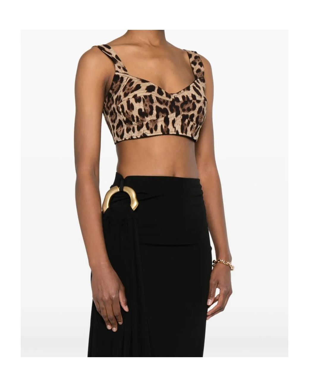 Dolce & Gabbana Brown Leopard Printed Bustier Top