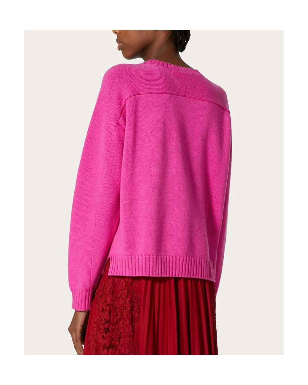 Valentino Pink Round-Neck Knitted Pullover