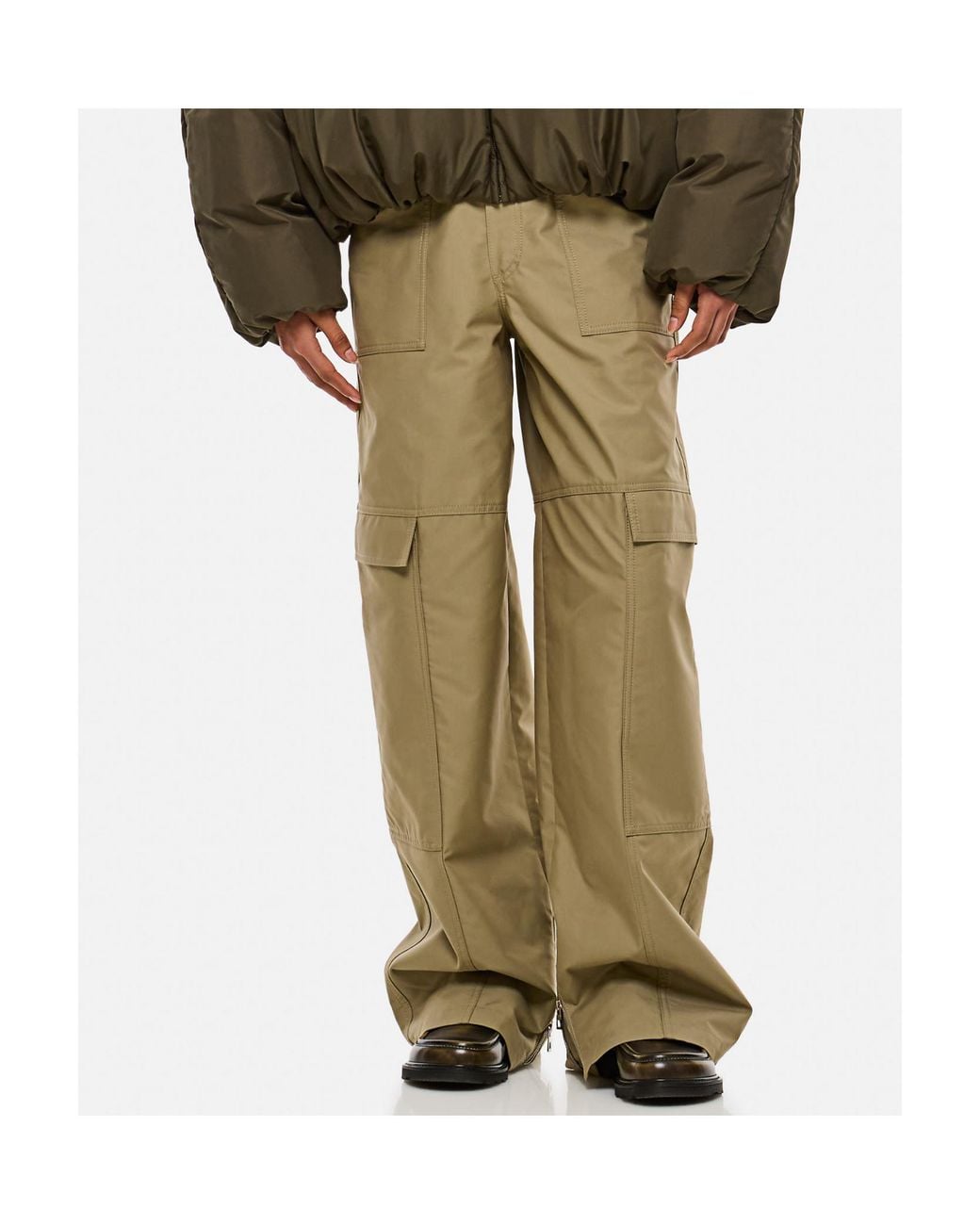 Loewe Natural High-Waist Wide-Leg Cargo Trousers