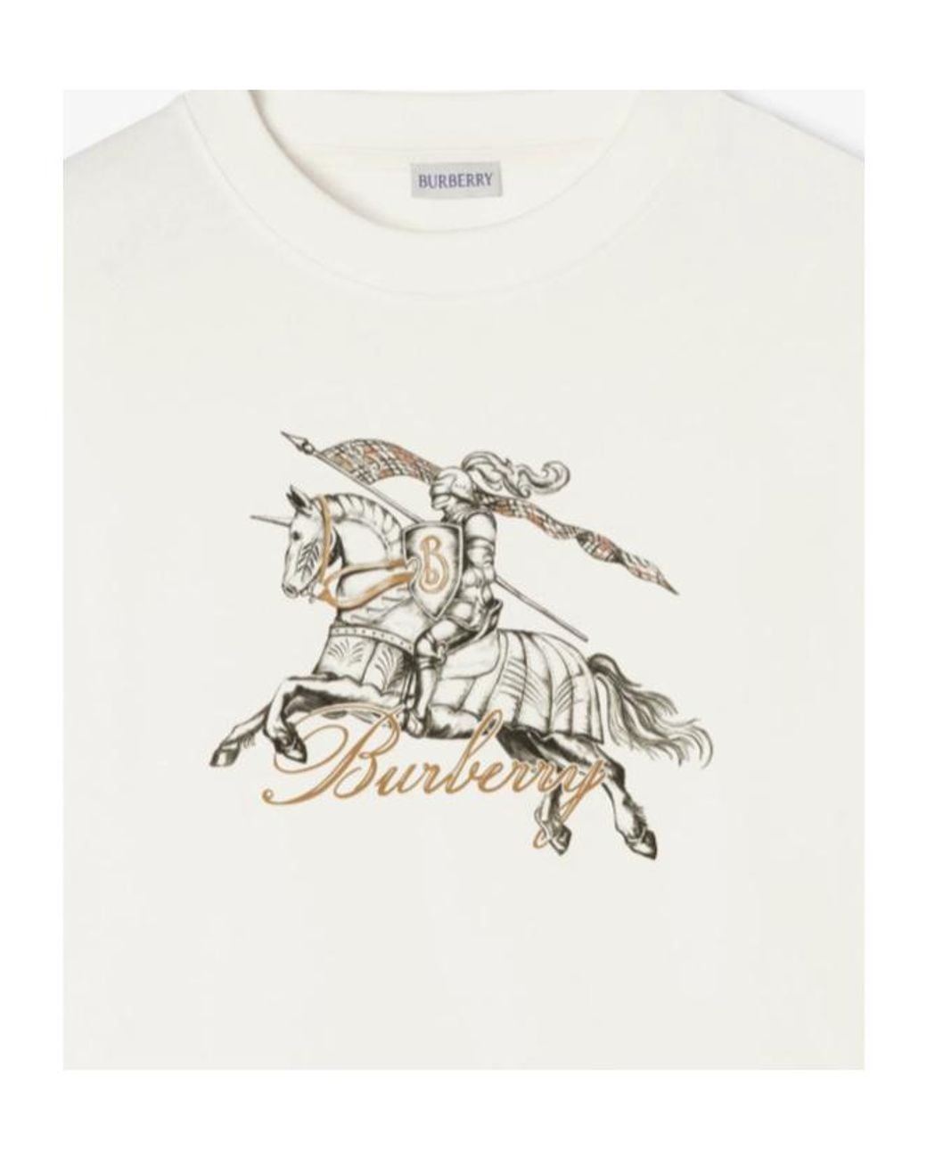Burberry White Etched Knight Crewneck T-Shirt for men