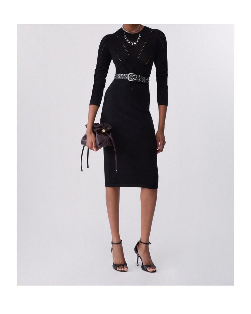 Liu Jo Black Studded Mesh Knitted Dress