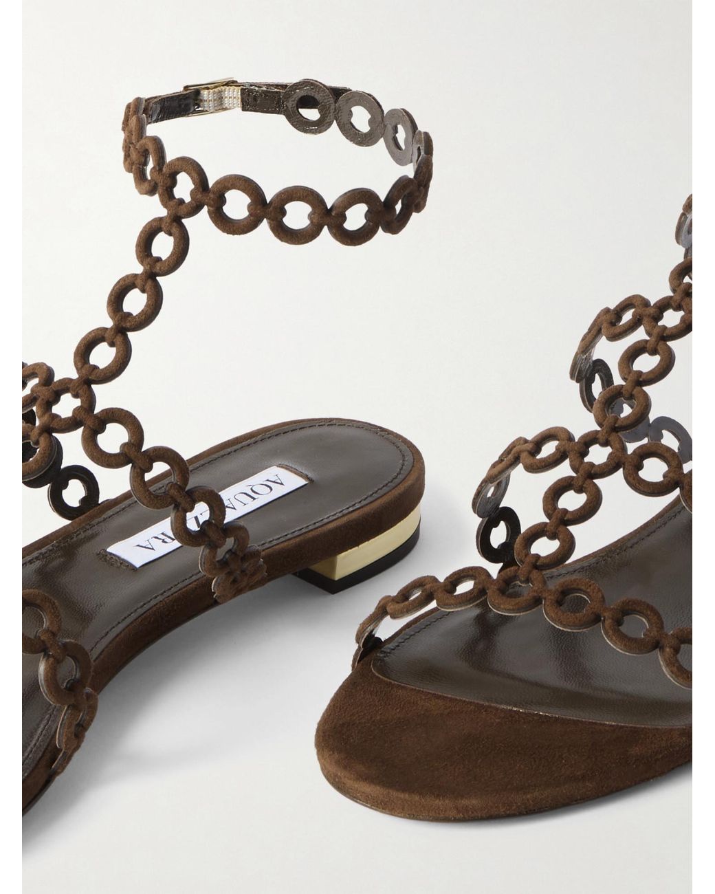 Aquazzura Brown Cut-Out Leather Sandals
