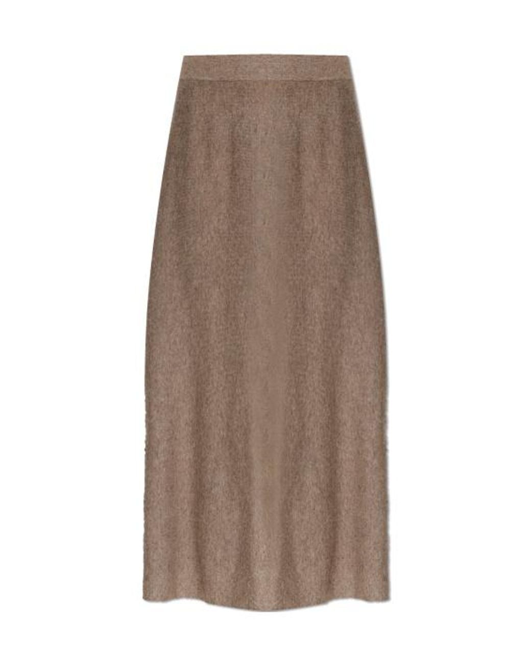 Lisa Yang Brown Torie Ribbed Knitted Skirt