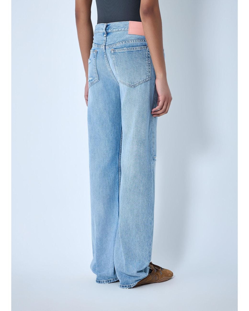 Acne Blue Logo-Patch Distressed Jeans